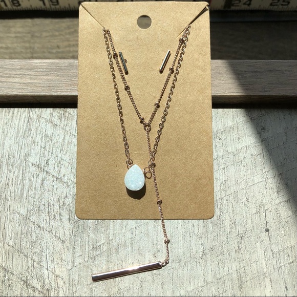 NWOT Set 2 Layering Necklaces & Stud Earring’s, Crystal Layered Necklace, Boho - Picture 10 of 12